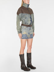 layer denim skirt