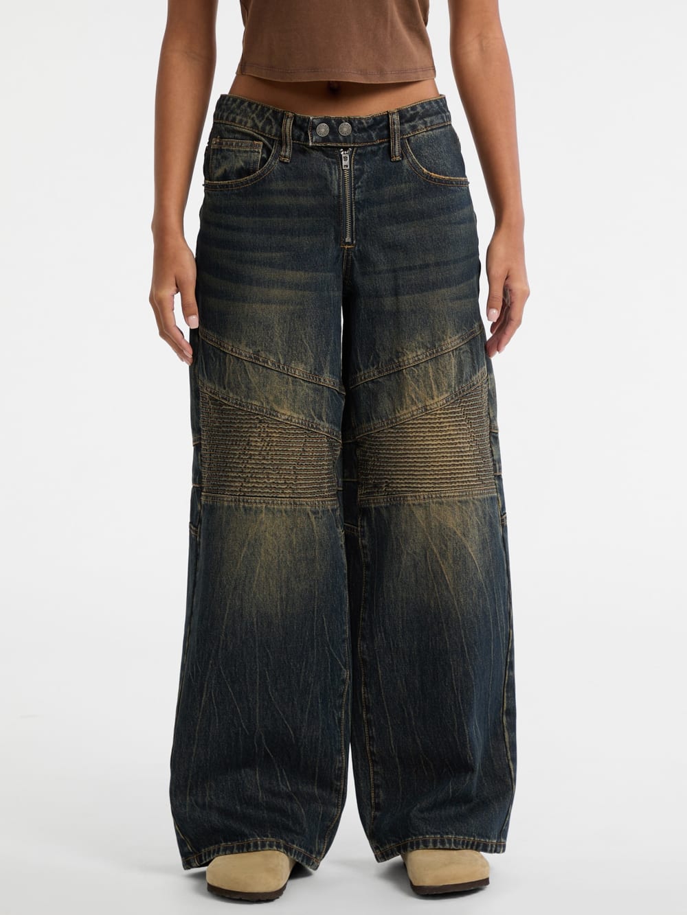 GUESS Originals Moto Wide-Leg Jeans