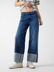 Wide-Leg cuffed jeans
