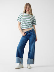 Wide-Leg cuffed jeans