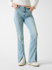 G09 front slit high rise bootcut jeans