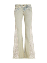 lace denim flare pants