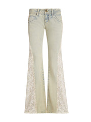 lace denim flare pants