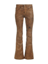 coated denim flare jeans