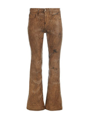coated denim flare jeans