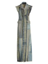 patchwork denim vest