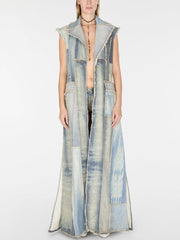 patchwork denim vest