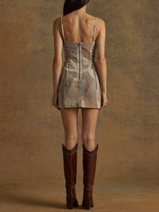 patch suede dress