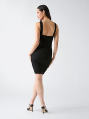 Janet Button Ribbed Sweater Dress