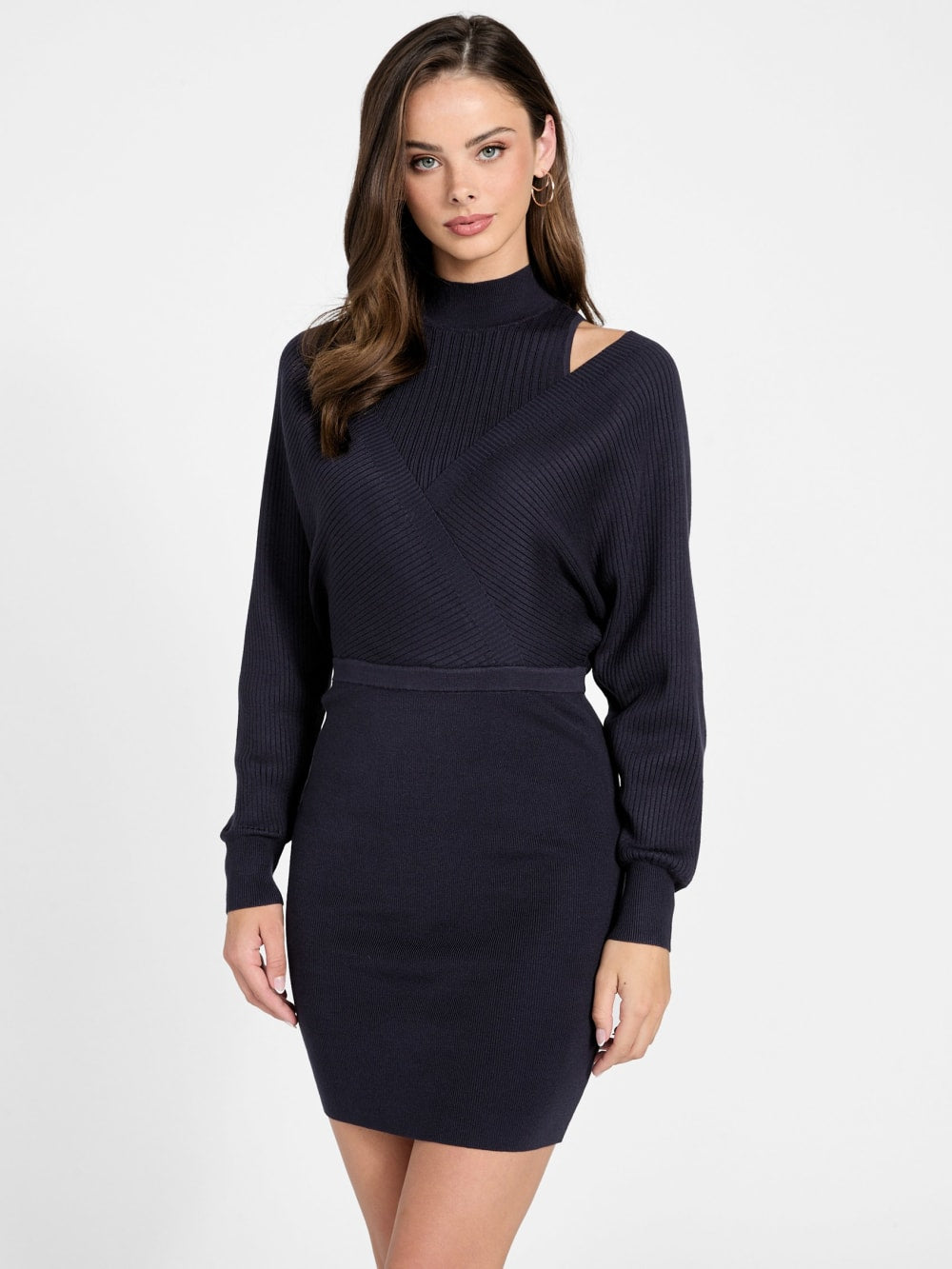 Rib-knit mini dress