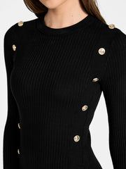 Button Trim Midi Sweater Dress