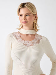 Candice Lace-Trim Sweater Dress