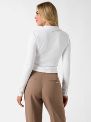 Rib-knit polo shirt