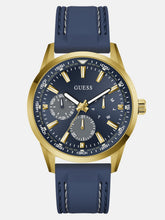 Gold-Tone and Blue Silicone Multifunction Watch