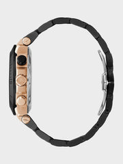 Gc Black and Rose Gold-Tone Chronograph Watch