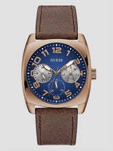 Brown and Blue Leather Multifunction Watch