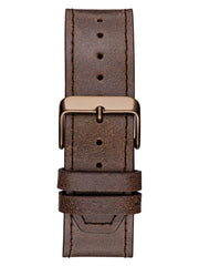 Brown and Blue Leather Multifunction Watch