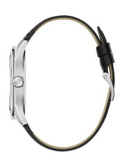 Silver-Tone Analog Leather Watch