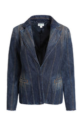 panel denim coat