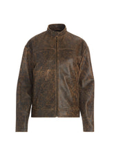 crackled leather moto jacket