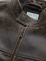 crackled leather moto jacket