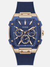 Rose Gold-Tone and Blue Silicone Multifunction Watch