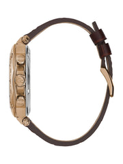 Gc Gold-Tone and Brown Leather Chronograph Watch