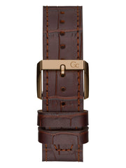 Gc Gold-Tone and Brown Leather Chronograph Watch