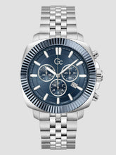 Gc Silver & Blue Chronograph Watch