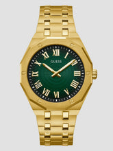 Gold-Tone and Green Sunburst Analog Watch