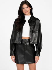 Flaminia Cropped Faux-Leather Jacket