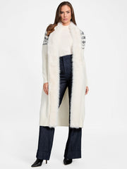 Akilah Faux Fur-Trim Longline Cardigan