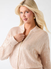Claudia Sequins Sweater Jacket