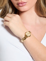 Gold-Tone Mixed Chain Analog Watch