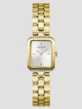 Gold-Tone Textured Square Analog Watch
