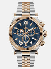 Gc Silver and Rose Gold-Tone Chronograph Watch