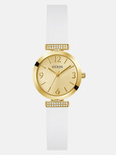 Gold-Tone and White Silicone Analog Watch
