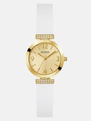 Gold-Tone and White Silicone Analog Watch