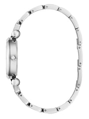 Silver-Tone Rhinestone Analog Watch