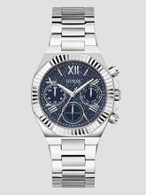 Silver-Tone and Denim Multifunction Watch