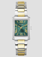 Multi-Tone Crystal Square Analog Watch