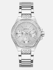 Silver-Tone Rhinestone Multifunction Watch