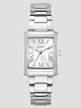 Silver-Tone Crystal Square Analog Watch