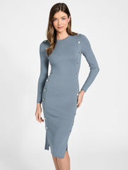 Button Trim Midi Sweater Dress