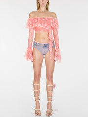 off-the-shoulder lace top