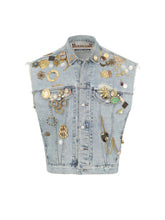 embellished denim vest