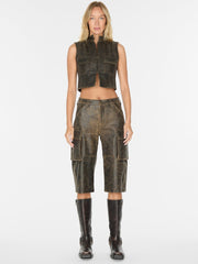 crackled leather top
