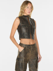 crackled leather top
