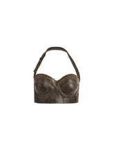 crackle leather bra