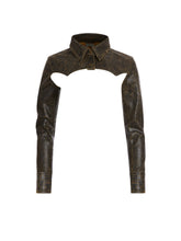 crackle leather crop top